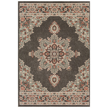 Alfresco ALF-9671 Black 7'6" x 10'9" Area Rug, Indoor/Outdoor