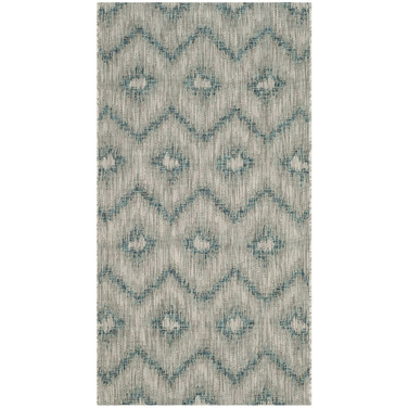 Courtyard Gray and Blue 2'7" x 5' Outdoor Area Rug