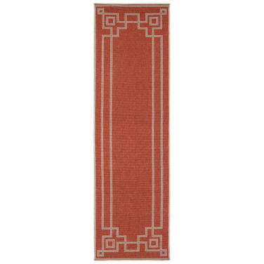 Alfresco ALF-9631 Rust 2'3" x 7'9" Runner Area Rug, Indoor/Outdoor