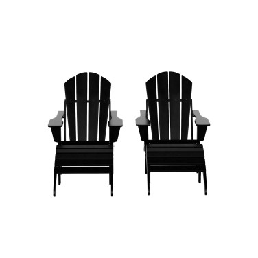 4 Piece Set Classic Folding Adirondack Chair With Footrest Ottoman