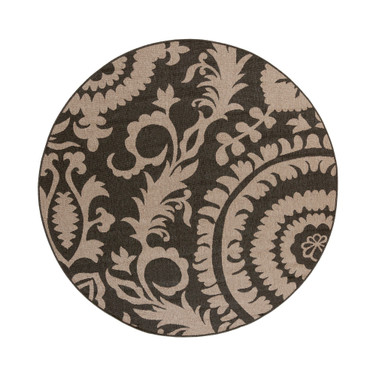 Alfresco ALF-9615 Black 5'3" Round Area Rug, Indoor/Outdoor