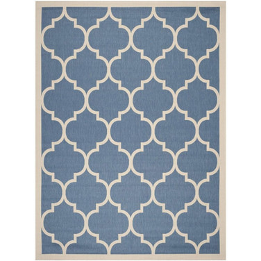 Courtyard Blue and Beige 9' x 12' Outdoor Area Rug