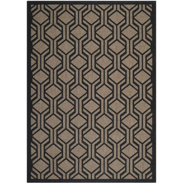 Courtyard Brown and Black 6'7" x 9'6" Sisal Weave Outdoor Area Rug
