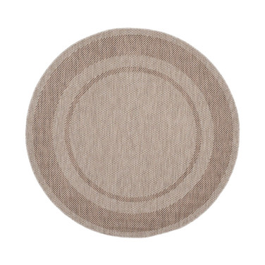Courtyard Beige and Brown 6'7" x 6'7" Round Outdoor Area Rug