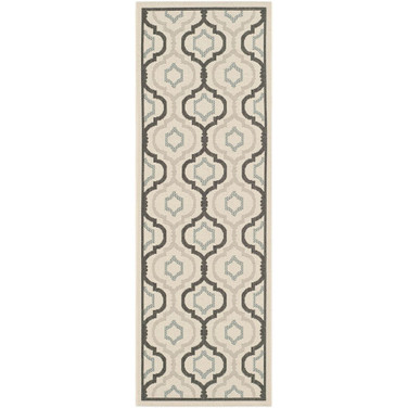 Courtyard Beige and Black 2'3" x 10' Runner Outdoor Area Rug