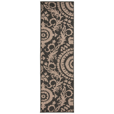 Alfresco ALF-9615 Black 2'3" x 7'9" Runner Area Rug, Indoor/Outdoor