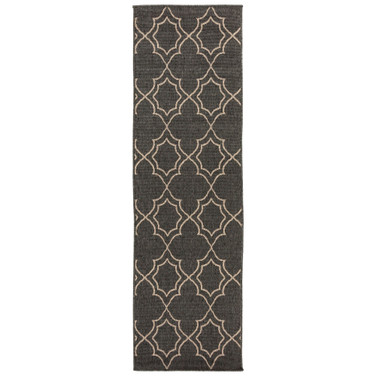 Alfresco ALF-9590 Black 2'3" x 11'9" Runner Area Rug, Indoor/Outdoor