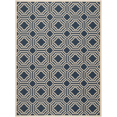 Courtyard Navy and Beige 9' x 12' Outdoor Area Rug