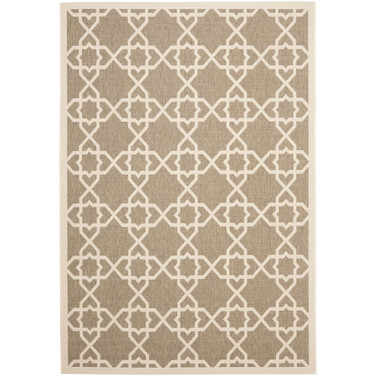 Courtyard Brown and Beige 6'7" x 9'6" Outdoor Area Rug