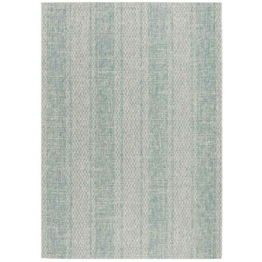 Courtyard Light Gray and Aqua 6'7" x 9'6" Sisal Weave Outdoor Area Rug