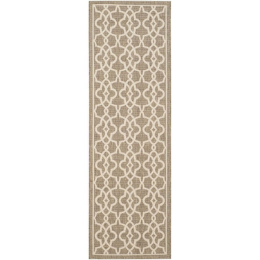 Courtyard Mocha and Beige 2'7" x 8'2" Runner Outdoor Area Rug