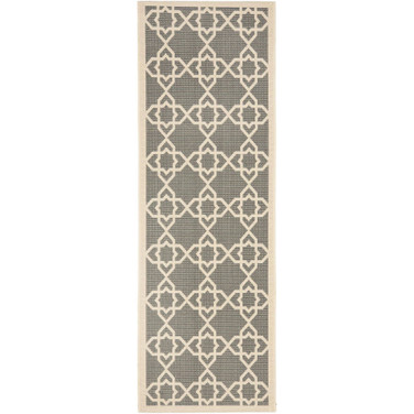 Courtyard Grey and Beige 2'3" x 14' Runner Outdoor Area Rug