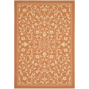 Courtyard Terracotta and Natural 6'7" x 6'7" Square Outdoor Area Rug