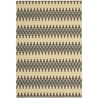 Hampton Light Blue and Green 2'7" x 5' Outdoor Area Rug