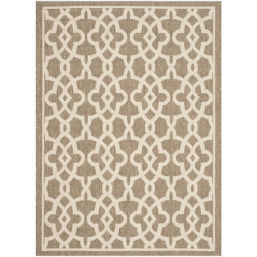 Courtyard Mocha and Beige 6'7" x 9'6" Outdoor Area Rug