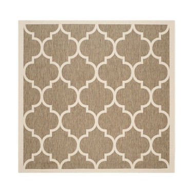 Courtyard Brown and Bone 4' x 4' Square Outdoor Area Rug