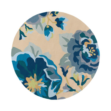 Rain RAI-1231 Bright Blue 8' Round Area Rug, Indoor/Outdoor