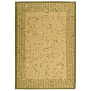 Courtyard Natural and Olive 7'10" x 7'10" Round Outdoor Area Rug