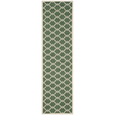 Courtyard Dark Green and Beige 2'3" x 8' Runner Outdoor Area Rug