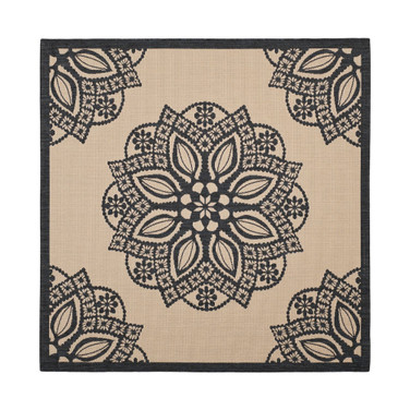 Courtyard Beige and Black 6'7" x 6'7" Sisal Weave Square Outdoor Area Rug