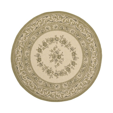 Courtyard Cream and Green 6'7" x 6'7" Sisal Weave Round Outdoor Area Rug