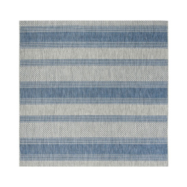 Courtyard Gray and Navy 6'7" x 6'7" Square Outdoor Area Rug