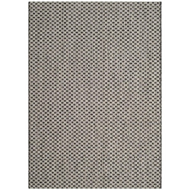 Courtyard Black and Light Gray 6'7" x 6'7" Sisal Weave Square Outdoor Area Rug