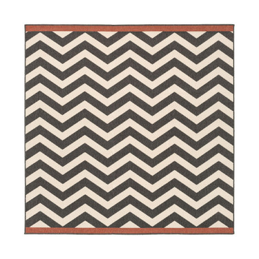 Alfresco ALF-9646 Black 8'9" Square Area Rug, Indoor/Outdoor