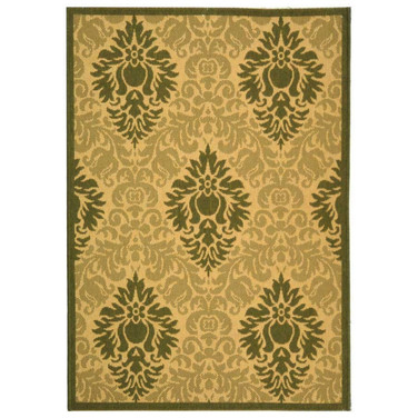 Courtyard Natural and Olive 6'7" x 9'6" Sisal Weave Outdoor Area Rug