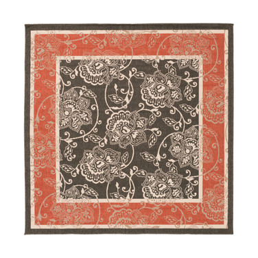 Alfresco ALF-9592 Black 7'3" Square Area Rug, Indoor/Outdoor