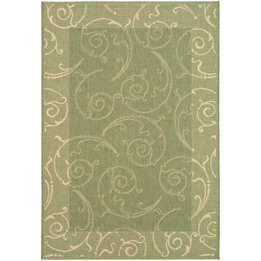 Courtyard Olive and Natural 2'3" x 14' Runner Outdoor Area Rug