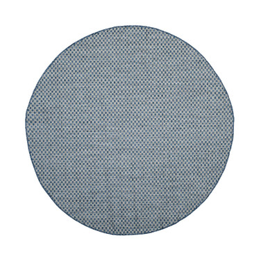Courtyard Blue and Light Gray 5'3" x 5'3" Sisal Weave Round Outdoor Area Rug