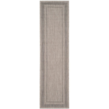 Courtyard Beige and Black 2'3" x 14' Sisal Weave Runner Outdoor Area Rug