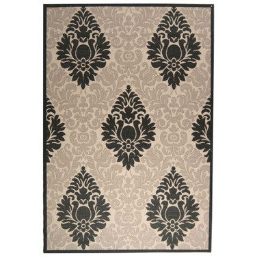 Courtyard Sand and Black 5'3" x 7'7" Sisal Weave Outdoor Area Rug