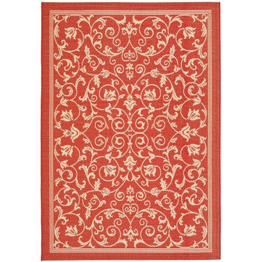 Courtyard Red and Natural 4' x 5'7" Outdoor Area Rug