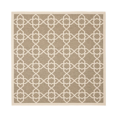 Courtyard Brown and Beige 7'10" x 7'10" Square Outdoor Area Rug