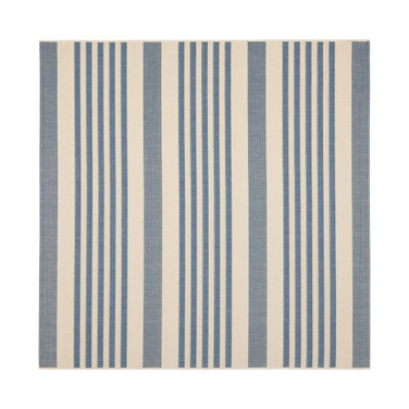 Courtyard Beige and Blue 6'7" x 6'7" Sisal Weave Square Outdoor Area Rug