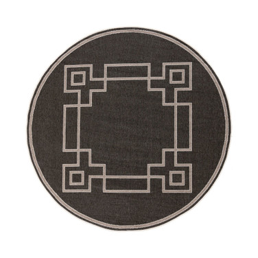 Alfresco ALF-9630 Black 8'9" Round Area Rug, Indoor/Outdoor