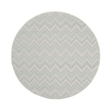 Courtyard Light Gray and Aqua 5'3" x 5'3" Sisal Weave Round Outdoor Area Rug