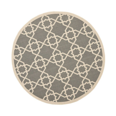 Courtyard Gray and Beige 5'3" x 5'3" Round Outdoor Area Rug