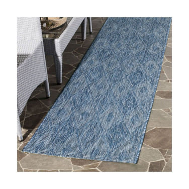 Courtyard Navy 2'3" x 12' Sisal Weave Runner Outdoor Area Rug