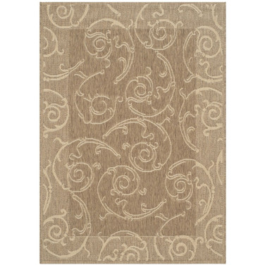 Courtyard Brown and Natural 2'3" x 12' Runner Outdoor Area Rug