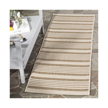 Courtyard Brown and Bone 2'3" x 8' Sisal Weave Runner Outdoor Area Rug