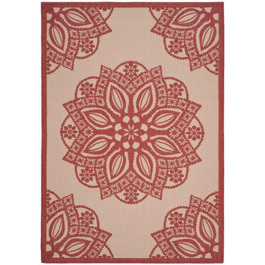 Courtyard Beige and Red 9' x 12' Sisal Weave Outdoor Area Rug