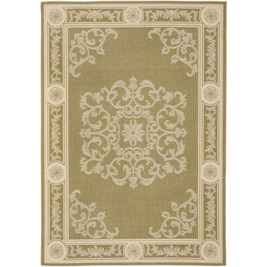 Courtyard Olive and Natural 5'3" x 5'3" Round Outdoor Area Rug