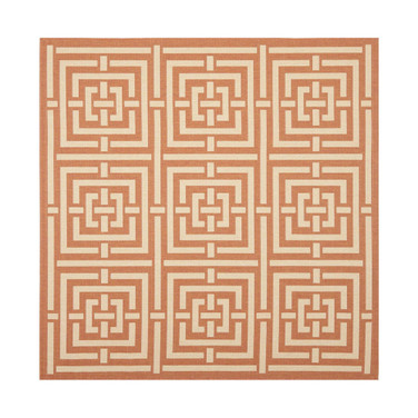 Courtyard Terracotta and Cream 6'7" x 6'7" Square Outdoor Area Rug