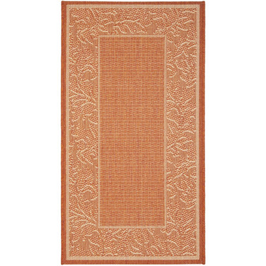 Courtyard Terracotta and Natural 6'7" x 6'7" Sisal Weave Round Outdoor Area Rug