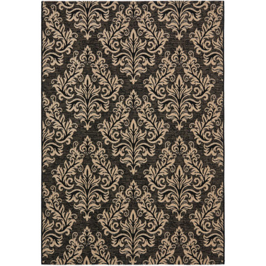 Courtyard Black and Creme 8' x 11' Outdoor Area Rug