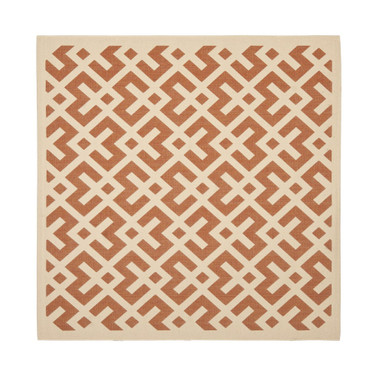 Courtyard Terracotta and Bone 5'3" x 5'3" Square Outdoor Area Rug