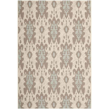Courtyard Beige Dark Beige and Aqua Weft 2'7" x 5' Sisal Weave Outdoor Area Rug